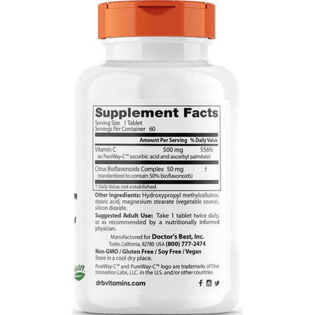vitanetshop - DB165 -  PureWay-C 1,000 mg w/Bioflavonoids (60 Tabs, 1000mg)  - back