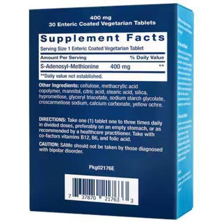 vitanetshop - LE02176 - SAMe (30 Tabs, 400mg) - back