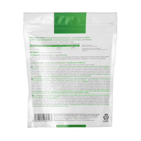 vitanetshop - RW1172 - Vitamin C Time Release (120 Tabs, 1500mg) - label