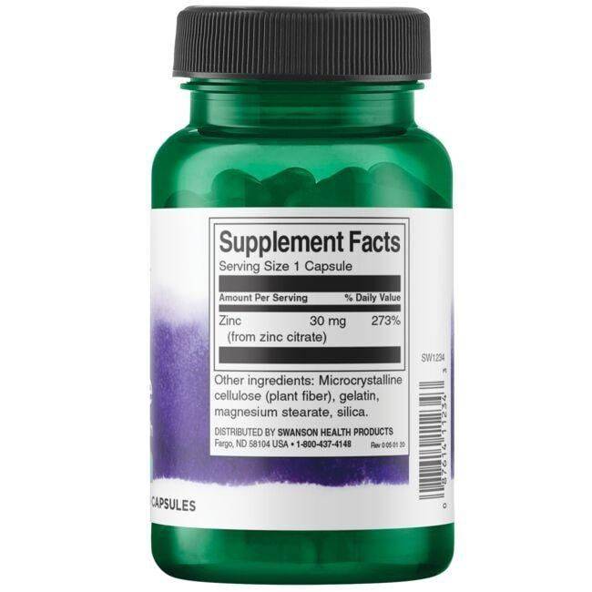 vitanetshop - SW1234 - Zinc Citrate (60 Caps, 30mg) - label